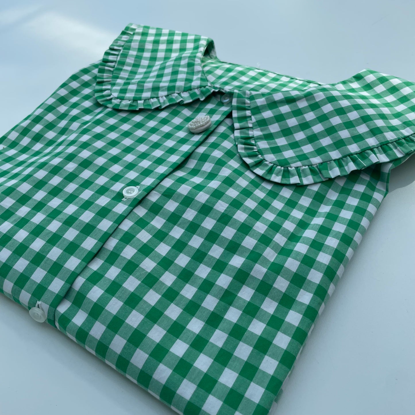 Camicia vichy verde con collettone
