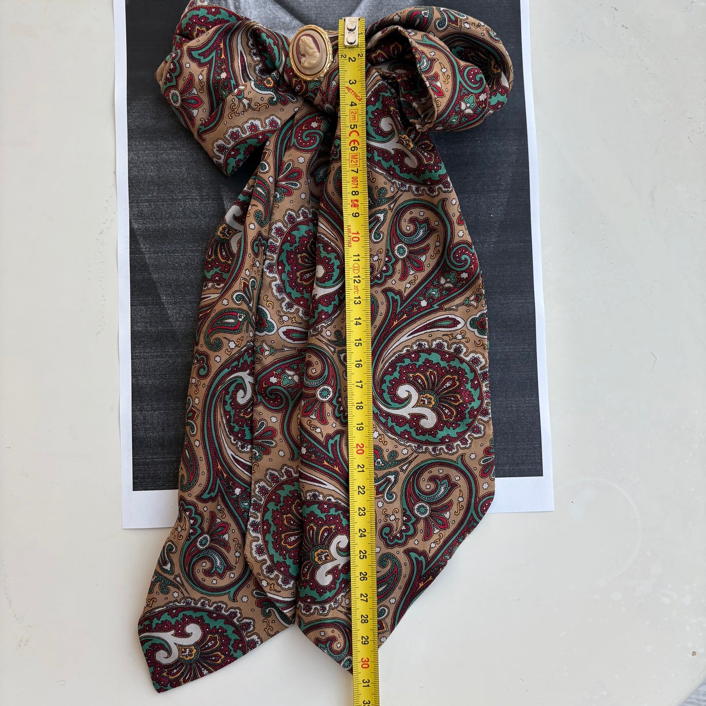 Fiocco paisley caffè-Bordeaux-Verdone