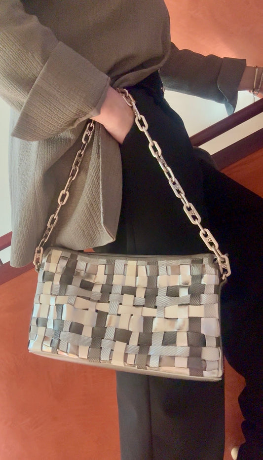 Borsa intreccio argento Piero Guidi