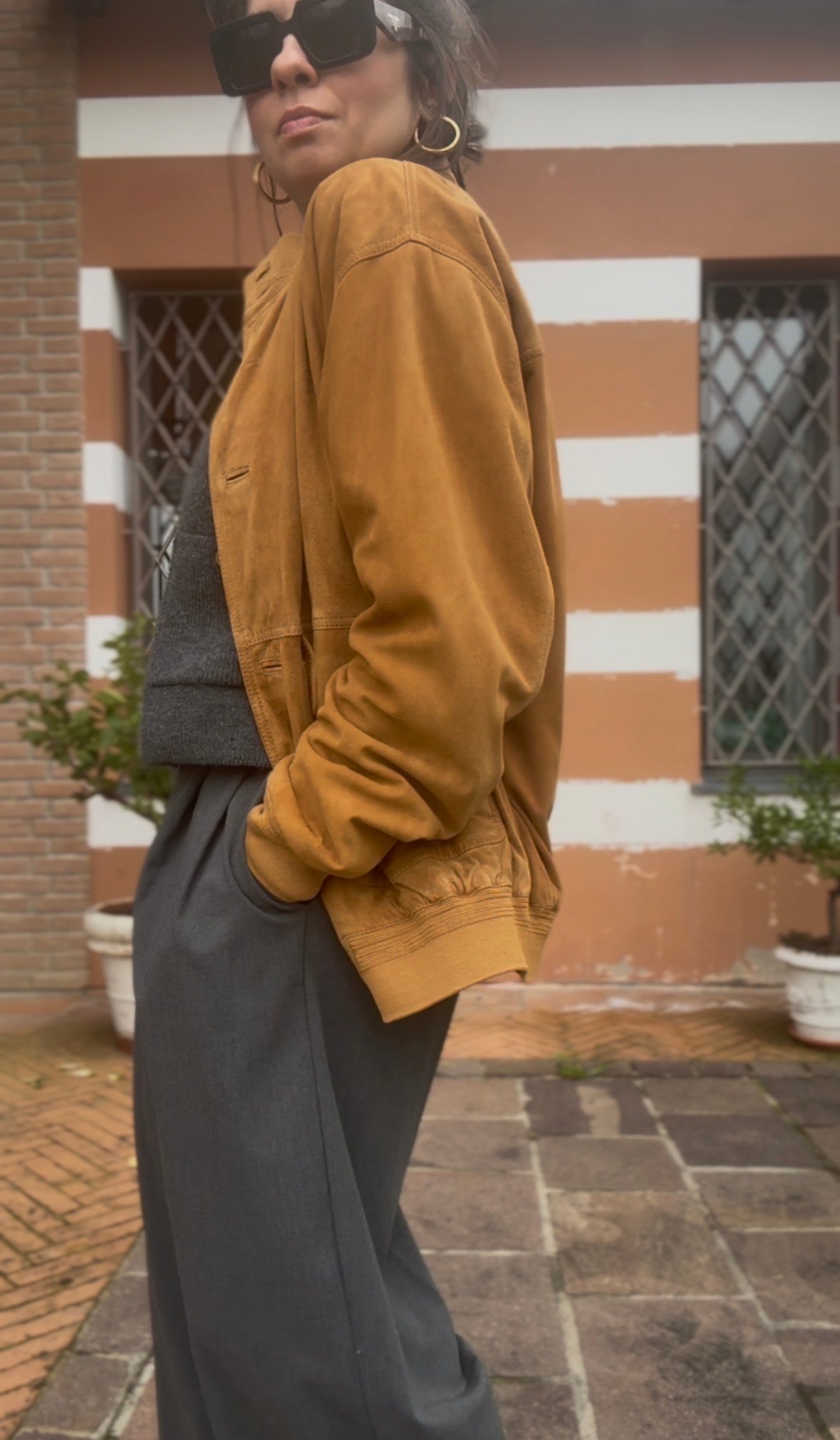 Rennino- bomber in pelle scamosciata